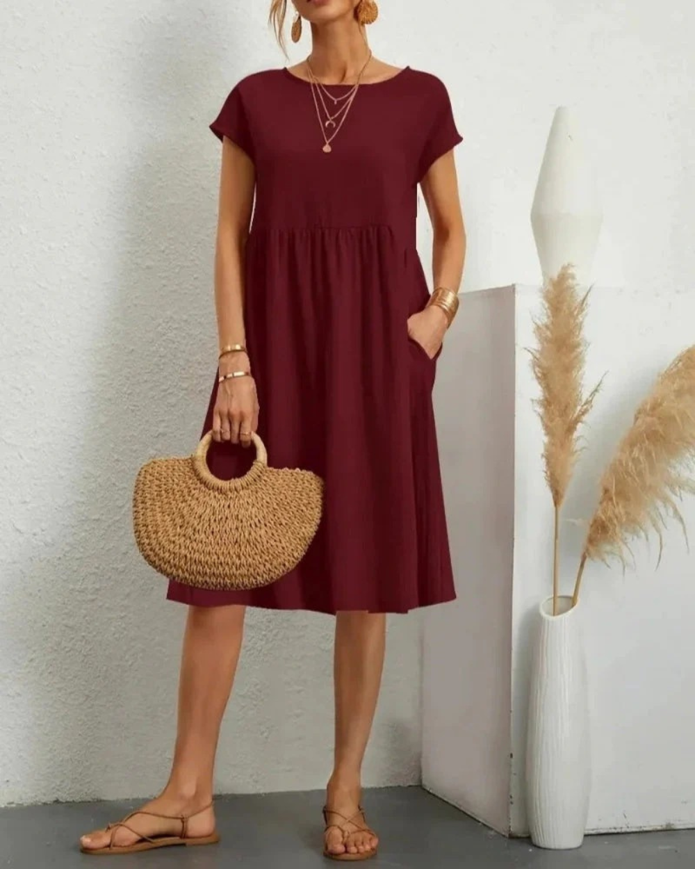Marlene | Damen Elegantes Midi Sommerkleid