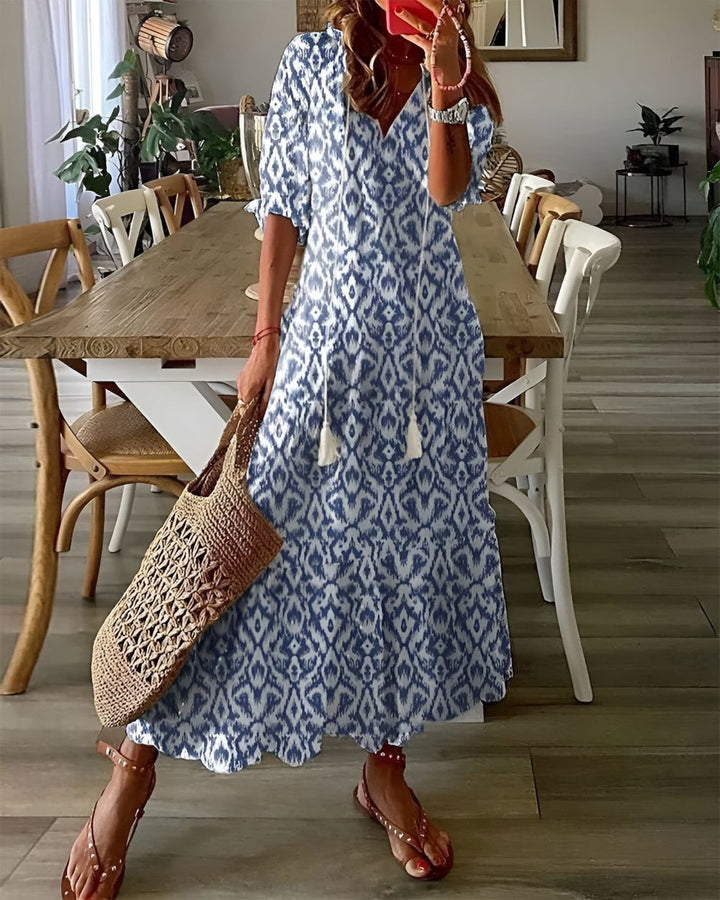 Mathilda | Damen Boho Wiesenblumen Maxikleid