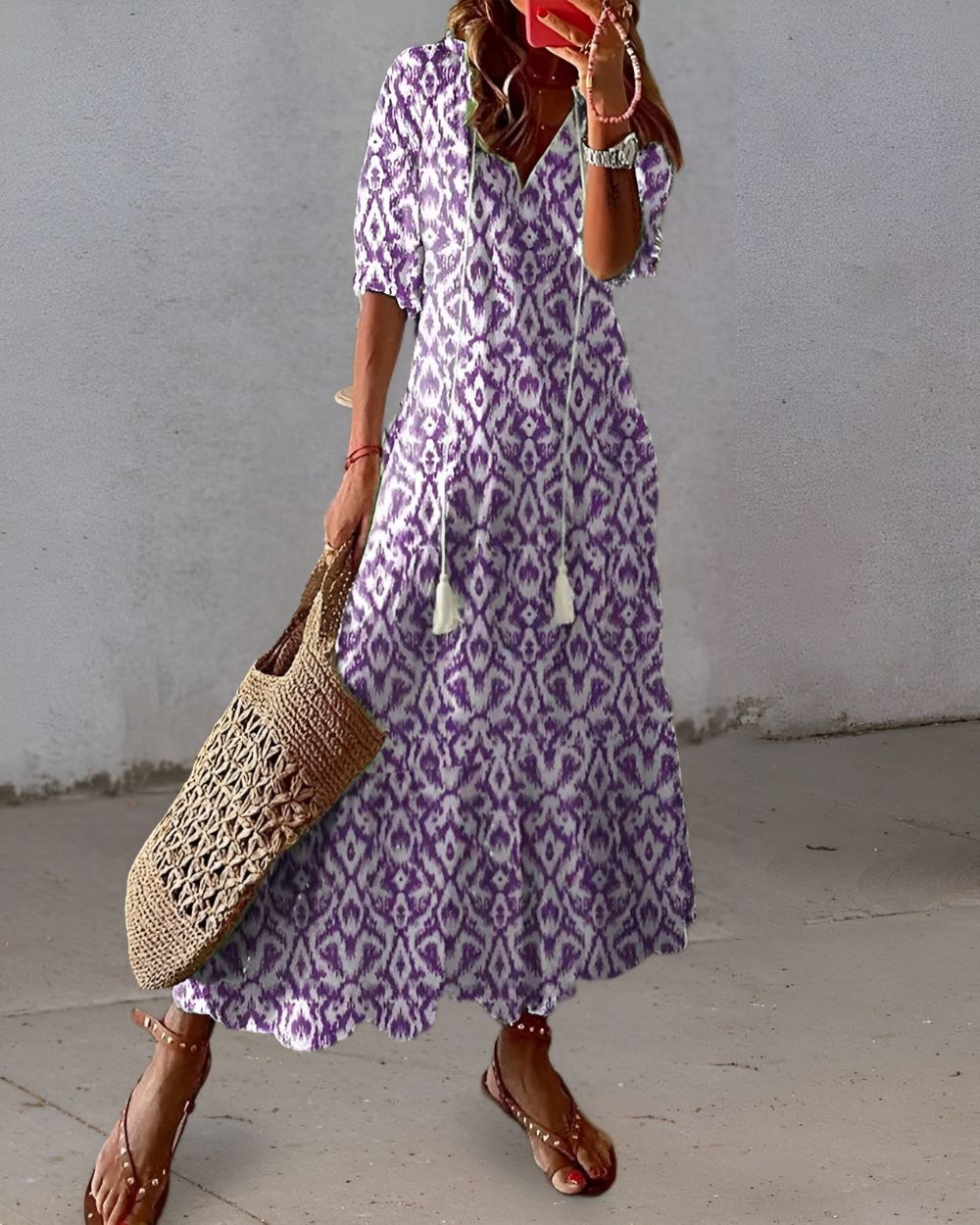 Mathilda | Damen Boho Wiesenblumen Maxikleid