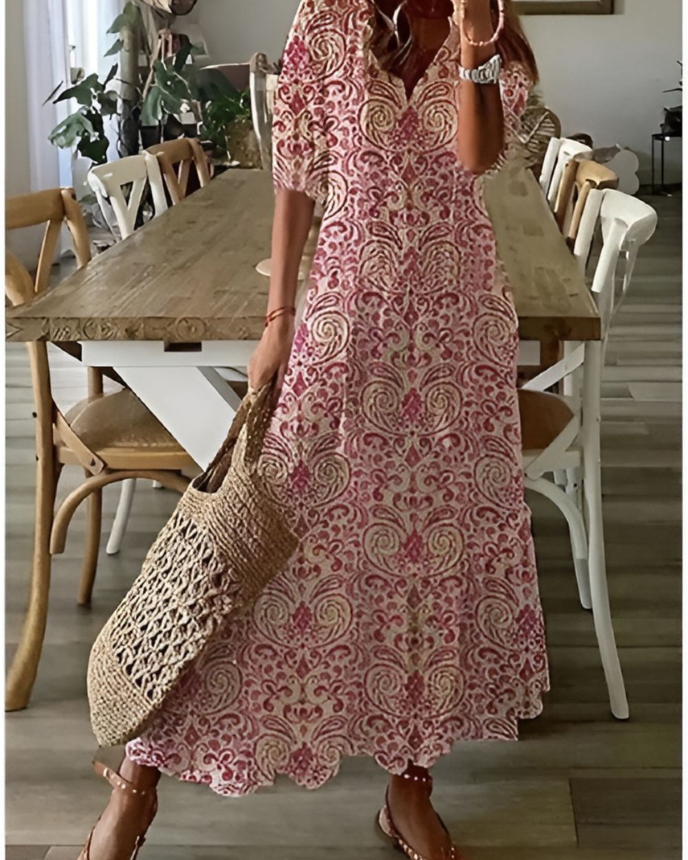 Mathilda | Damen Boho Wiesenblumen Maxikleid