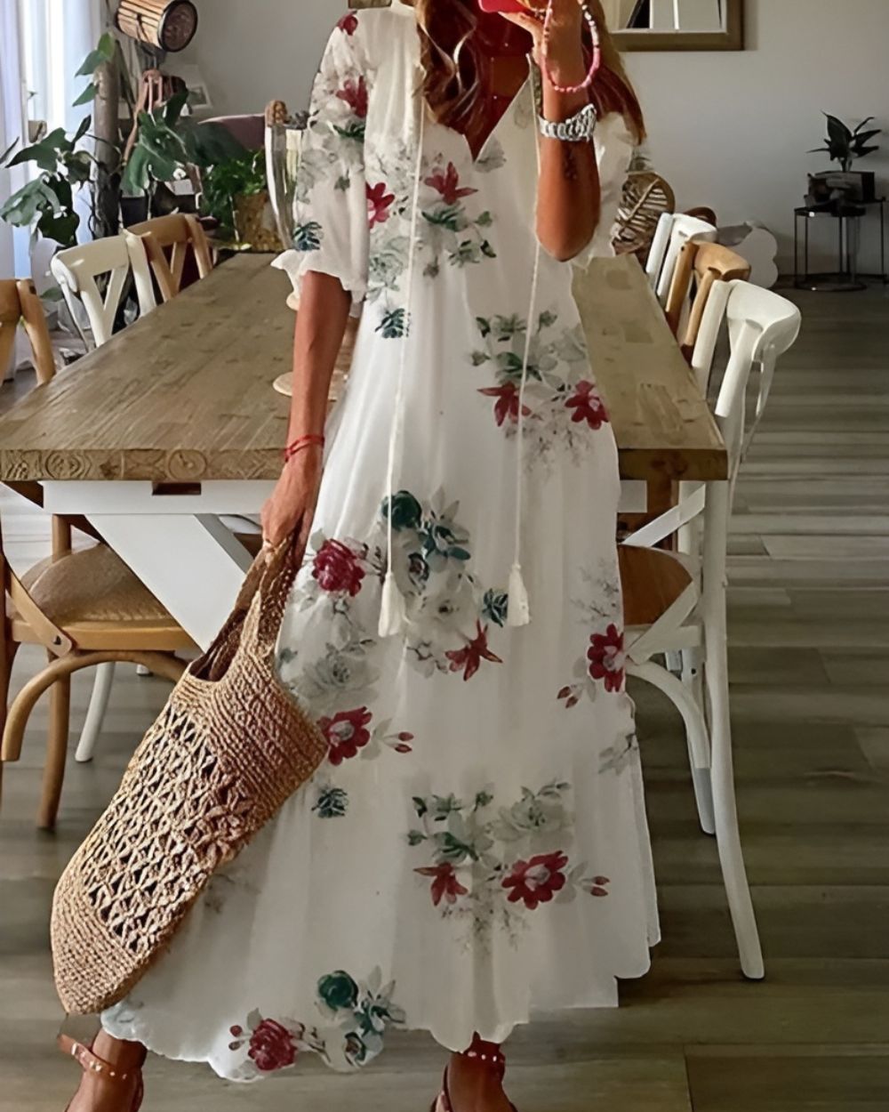 Mathilda | Damen Boho Wiesenblumen Maxikleid