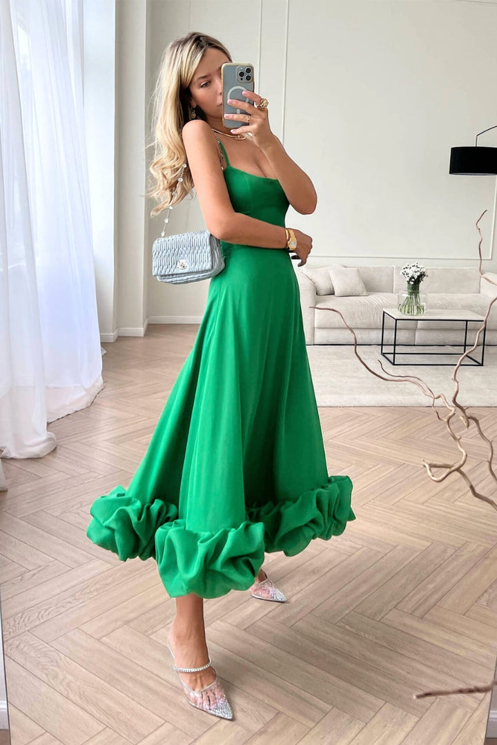 Mathilda | Zartes Spaghettiträger Rüschen Kleid