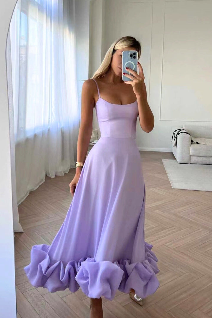 Mathilda | Zartes Spaghettiträger Rüschen Kleid