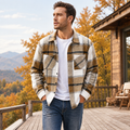 Mats | Herren kariertes Langarmhemd mit Brusttaschen und Kentkragen