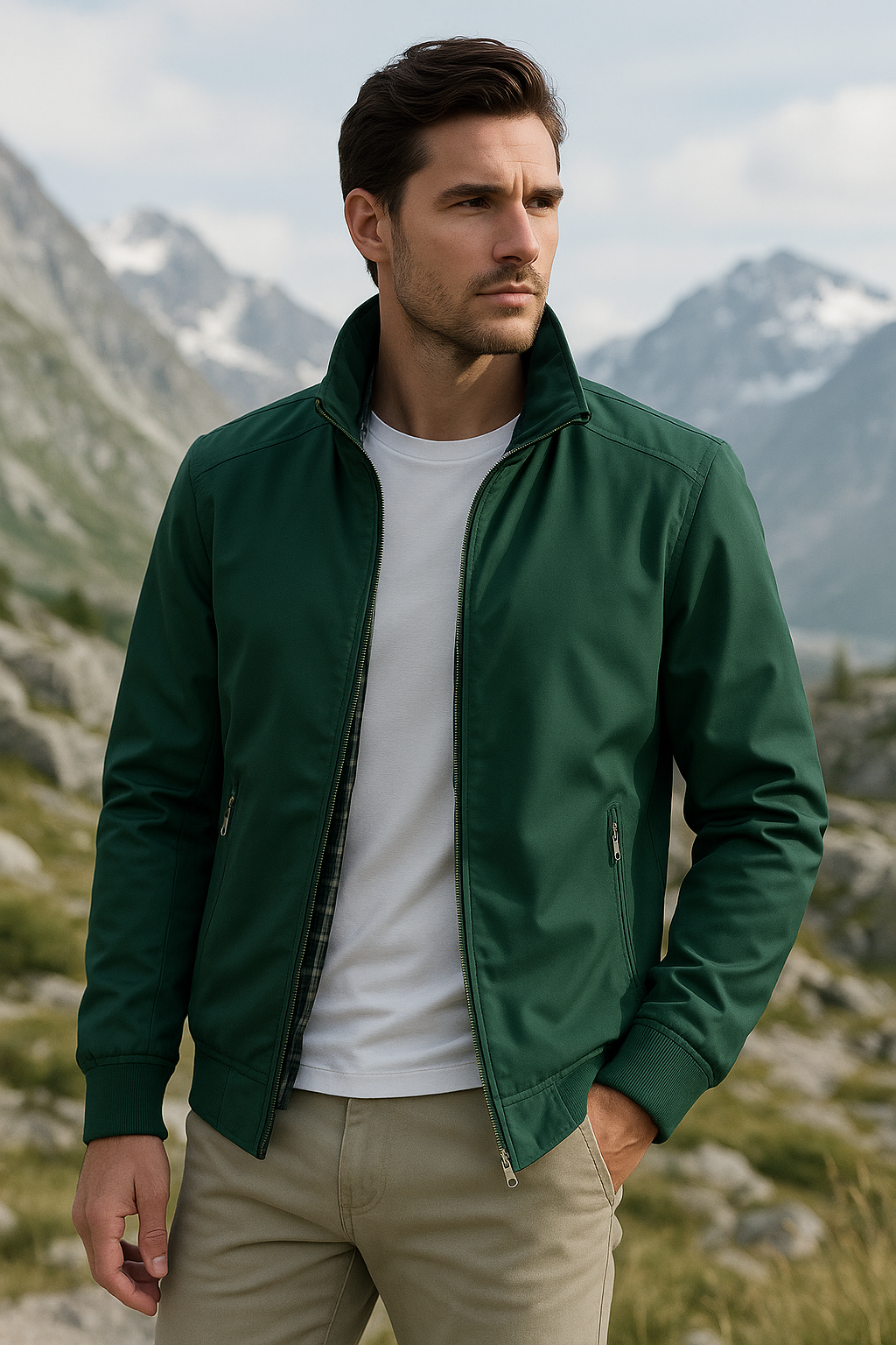 Mats | Herren leichte Reißverschlussjacke Stehkragen