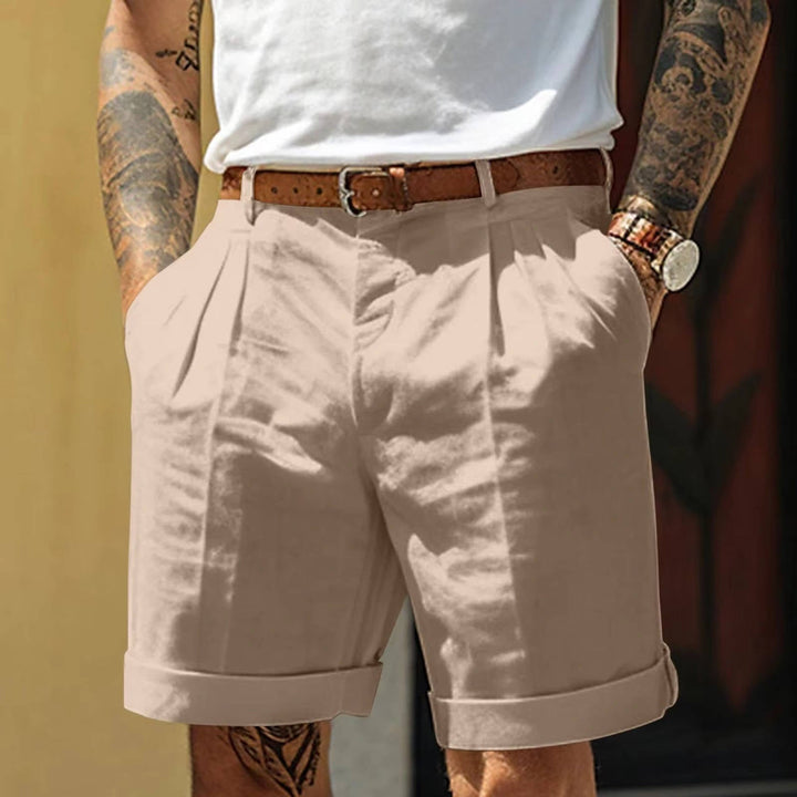 Matteo | Herren Bundfaltenshorts mit Umschlagsaum