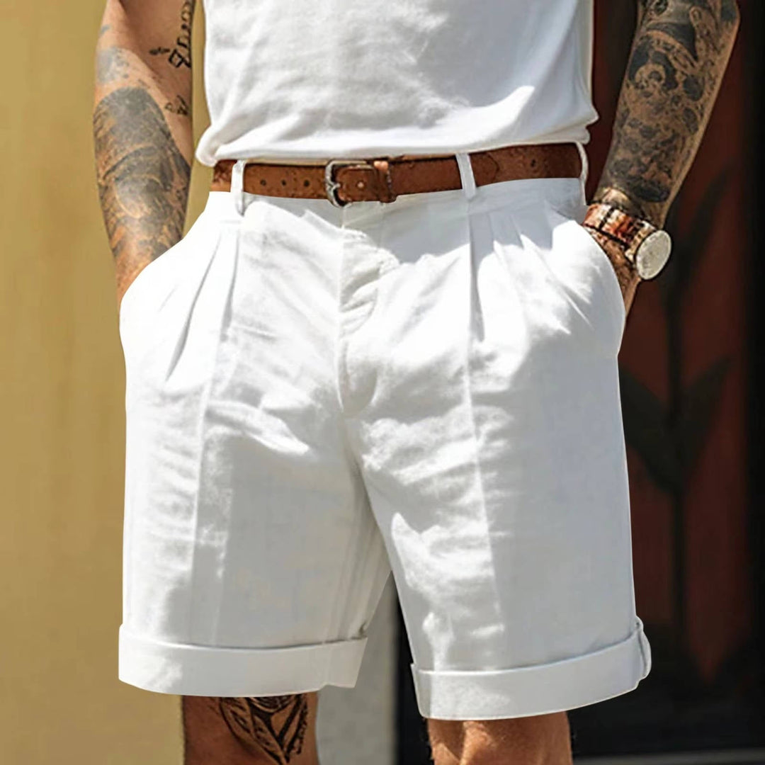 Matteo | Herren Bundfaltenshorts mit Umschlagsaum