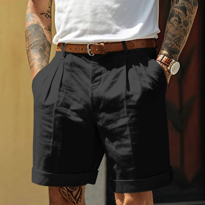 Matteo | Herren Bundfaltenshorts mit Umschlagsaum