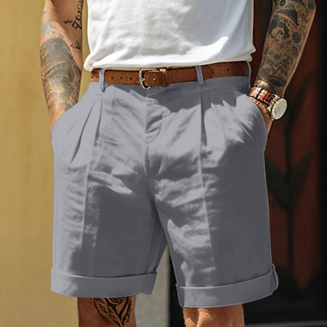 Matteo | Herren Bundfaltenshorts mit Umschlagsaum