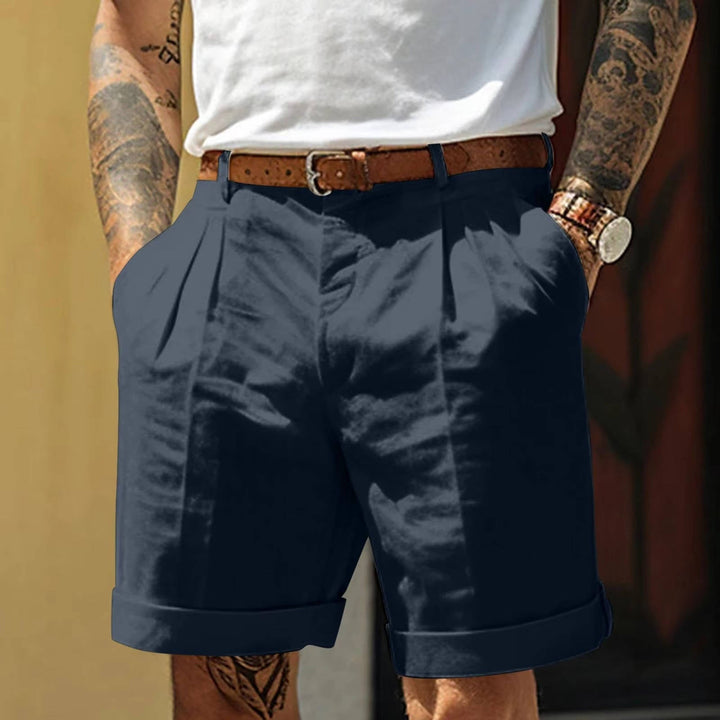 Matteo | Herren Bundfaltenshorts mit Umschlagsaum