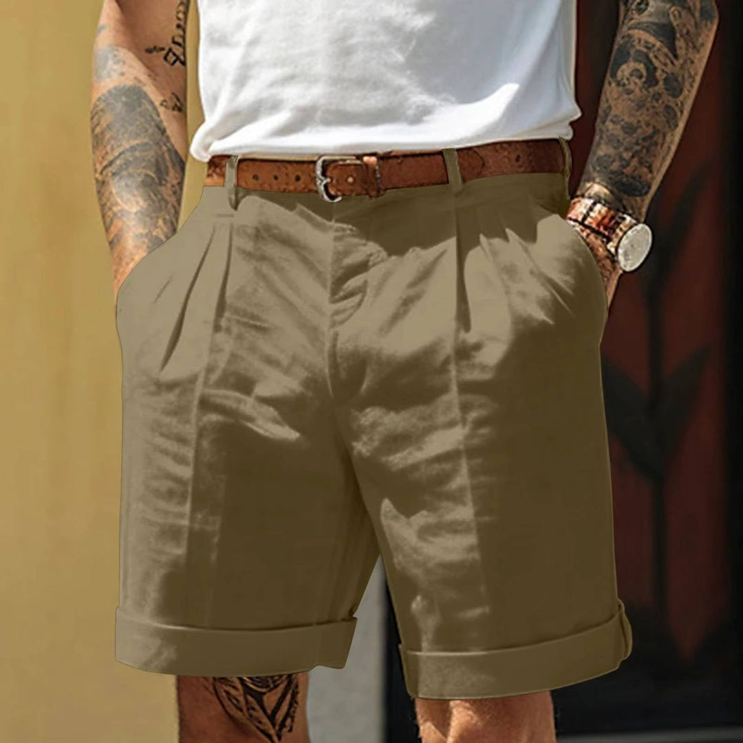 Matteo | Herren Bundfaltenshorts mit Umschlagsaum