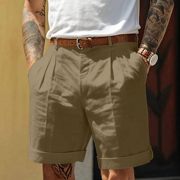 Matteo | Herren Bundfaltenshorts mit Umschlagsaum