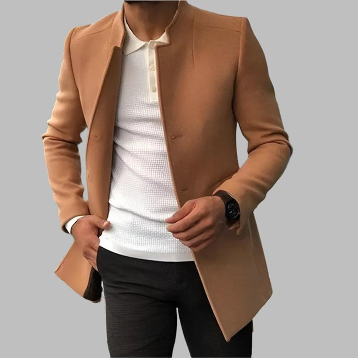 Matthias | Herren Slim-Fit Wollmantel mit Stehkragen