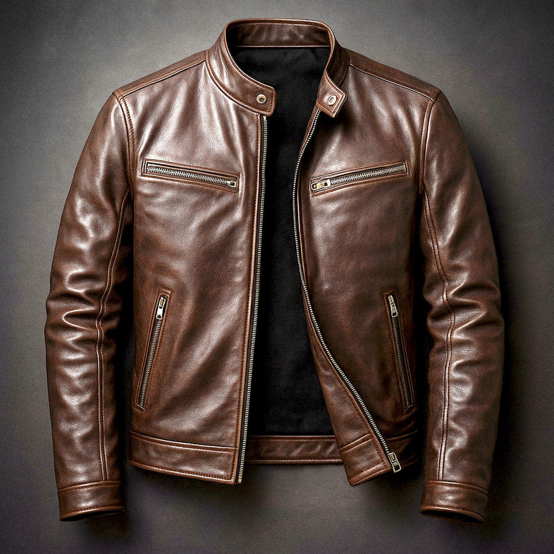 Maximilian | Herren Gesteppte Bikerjacke Echtleder
