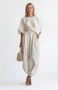 Mereike | Damen Oversize Bluse Weite Hose Set