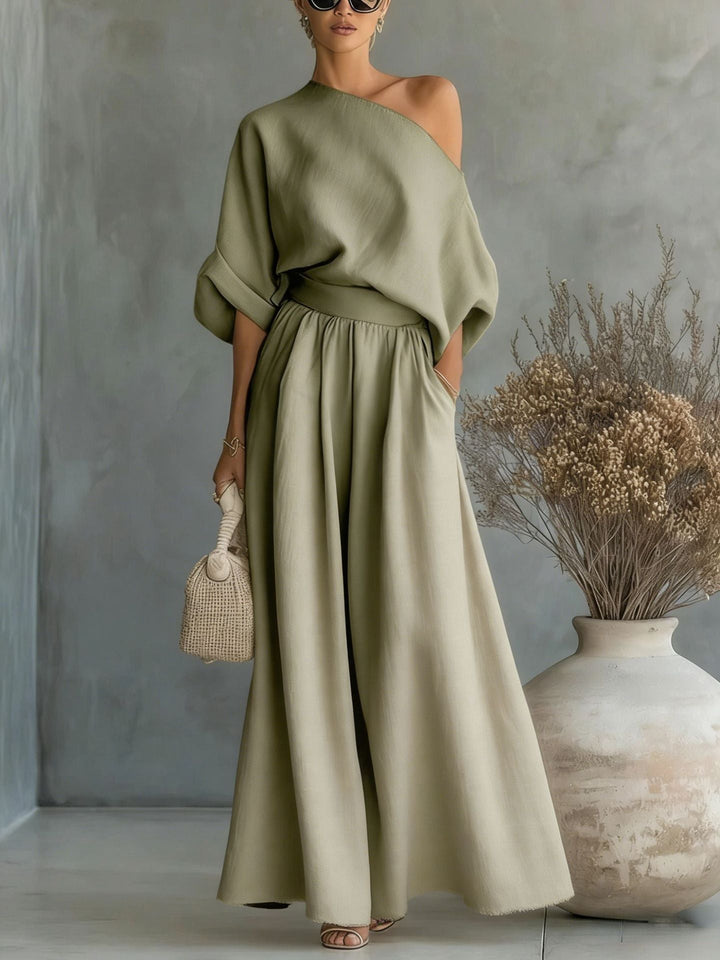 Mereike | Damen Oversize Bluse Weite Hose Set
