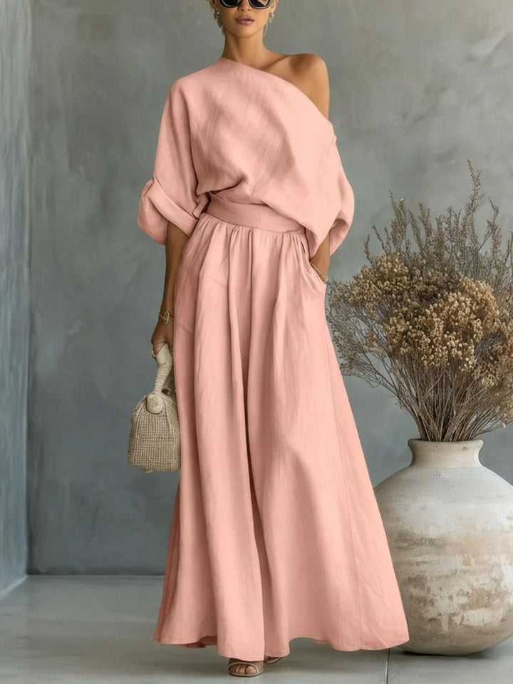 Mereike | Damen Oversize Bluse Weite Hose Set