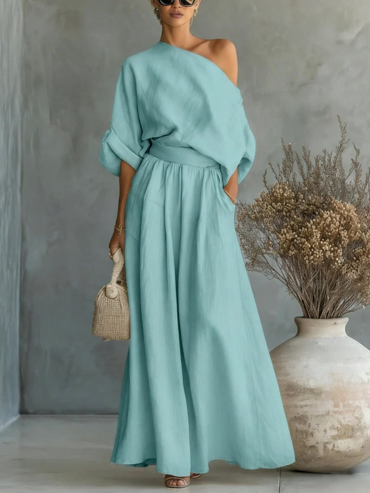 Mereike | Damen Oversize Bluse Weite Hose Set