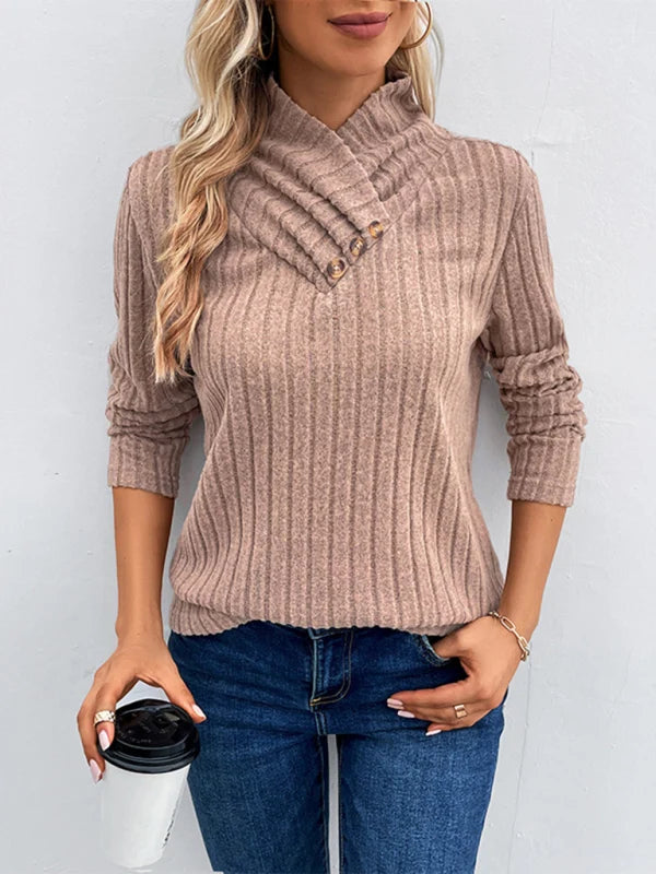Mette | Damen Strick-Top mit Stehkragen und Rippenmuster