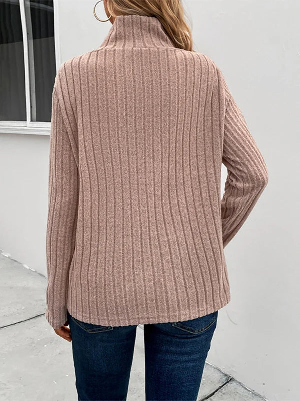 Mette | Damen Strick-Top mit Stehkragen und Rippenmuster