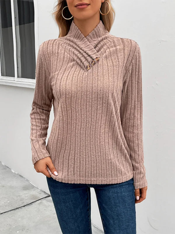 Mette | Damen Strick-Top mit Stehkragen und Rippenmuster