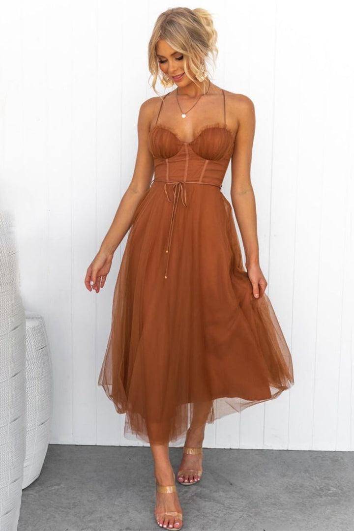 Mirela | Tüllkleid mit Korsettschnürung Midikleid