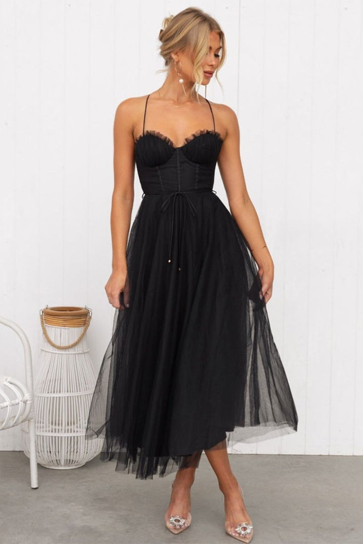 Mirela | Tüllkleid mit Korsettschnürung Midikleid