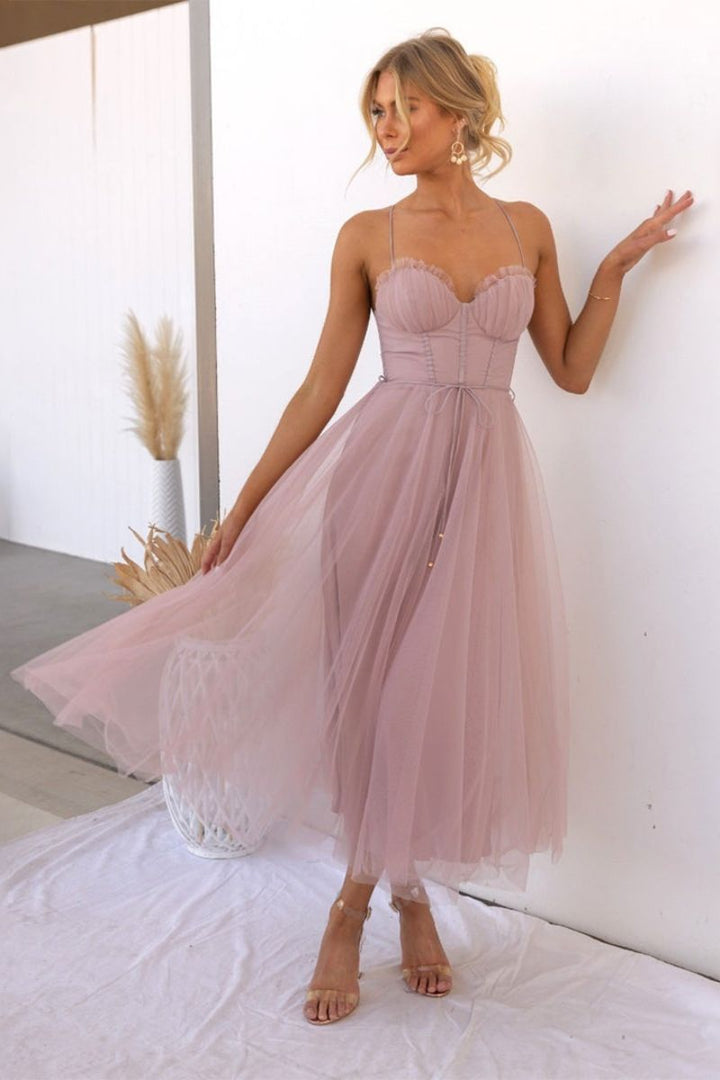 Mirela | Tüllkleid mit Korsettschnürung Midikleid