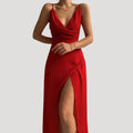 Nadine | Damen Maxikleid mit Schlitz für festliche Anlässe