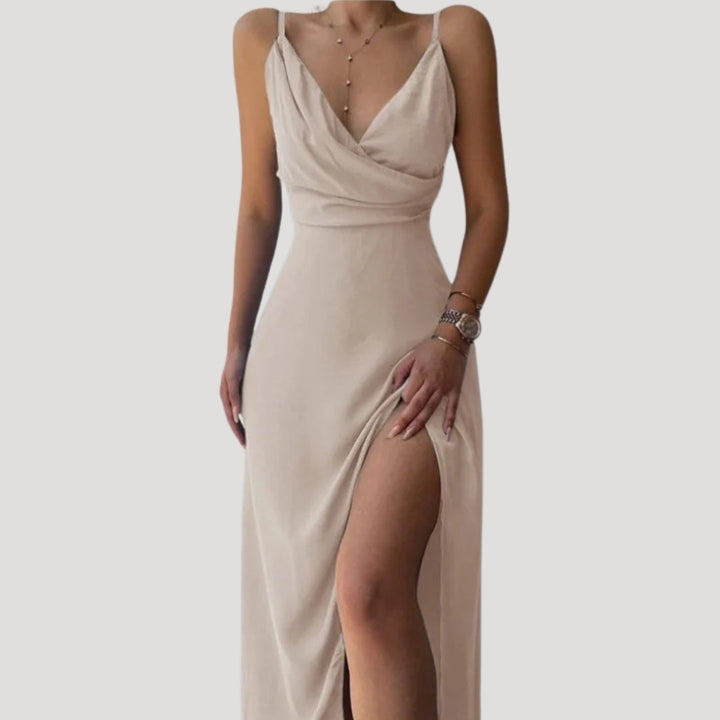 Nadine | Damen Maxikleid mit Schlitz für festliche Anlässe