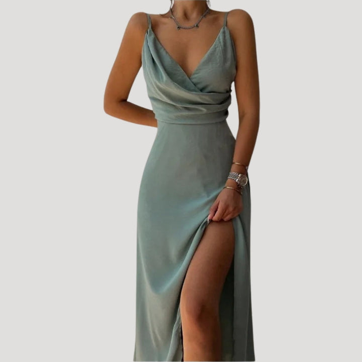 Nadine | Damen Maxikleid mit Schlitz für festliche Anlässe