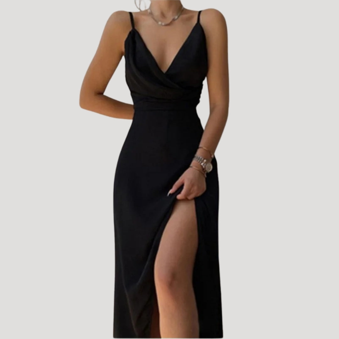 Nadine | Damen Maxikleid mit Schlitz für festliche Anlässe