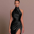 Nadine | Neckholder Abendkleid mit Beinschlitz