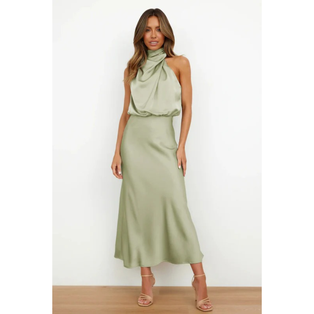 Nayra | Damen Elegantes Neckholder Maxi Abendkleid