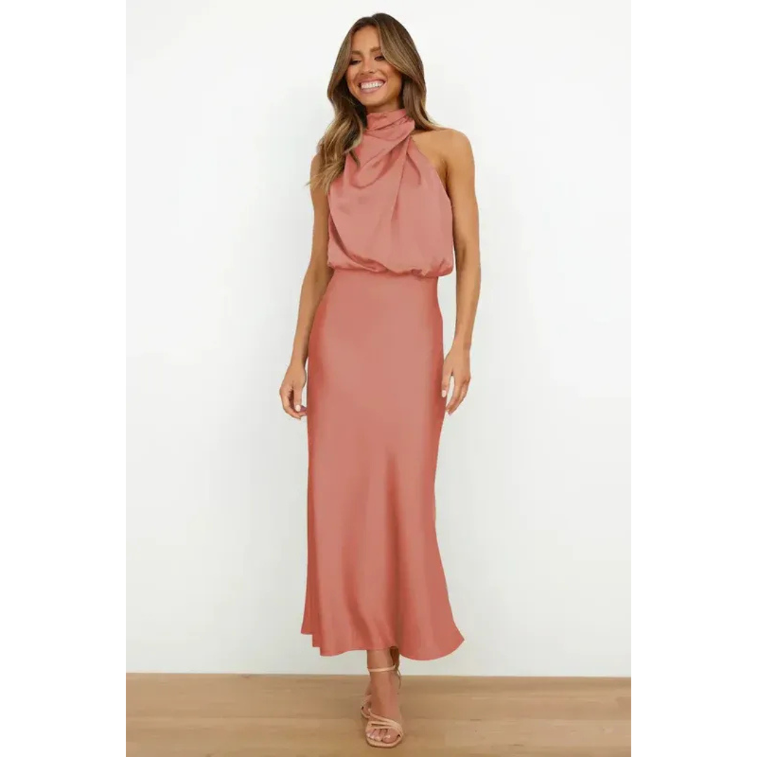 Nayra | Damen Elegantes Neckholder Maxi Abendkleid