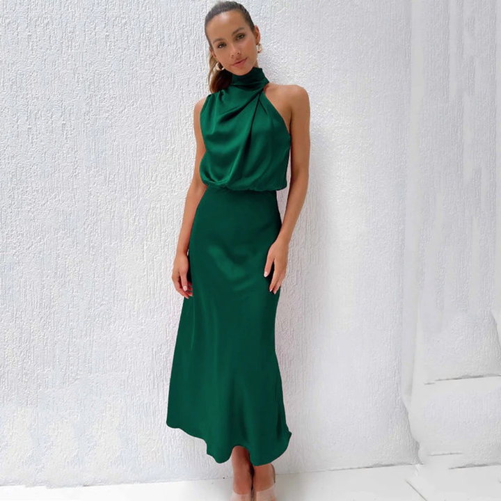 Nayra | Damen Elegantes Neckholder Maxi Abendkleid