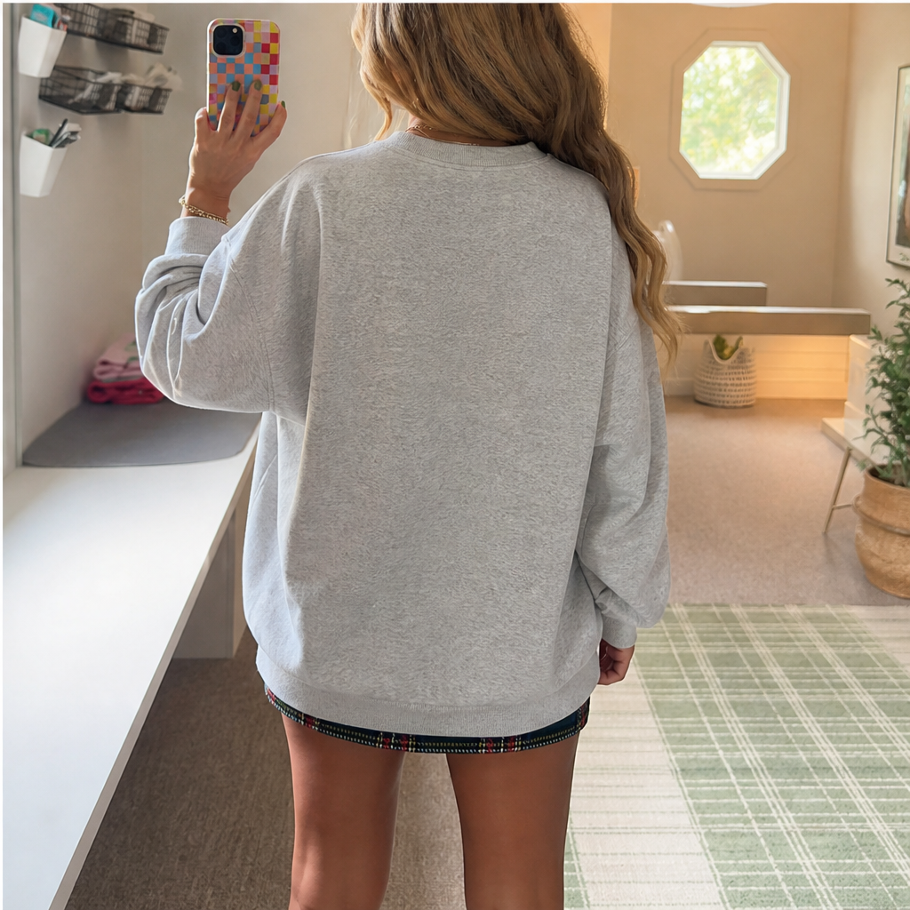 Nele Damen Oversize-Weihnachtssweatshirt mit Weihnachtsmann-Motiv und Rundhals