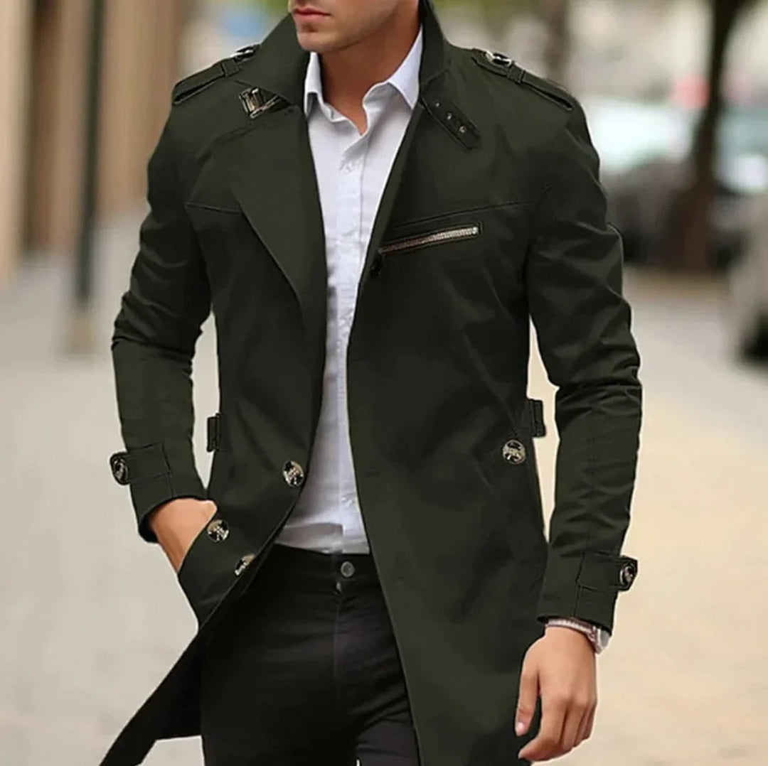 Niklas | Herren Klassischer Trenchcoat Schulterriemen