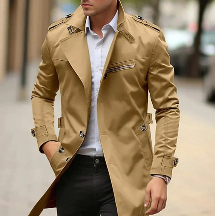 Niklas | Herren Klassischer Trenchcoat Schulterriemen