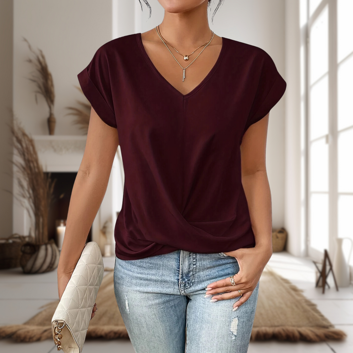 Nina | Damen Kurzarm Wickel-Shirt