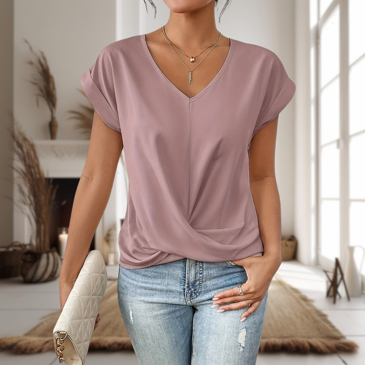 Nina | Damen Kurzarm Wickel-Shirt