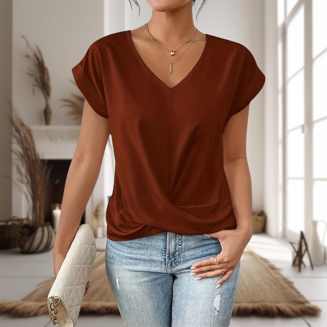 Nina | Damen Kurzarm Wickel-Shirt