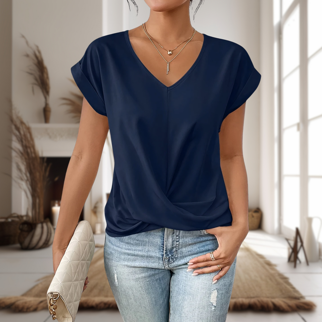 Nina | Damen Kurzarm Wickel-Shirt