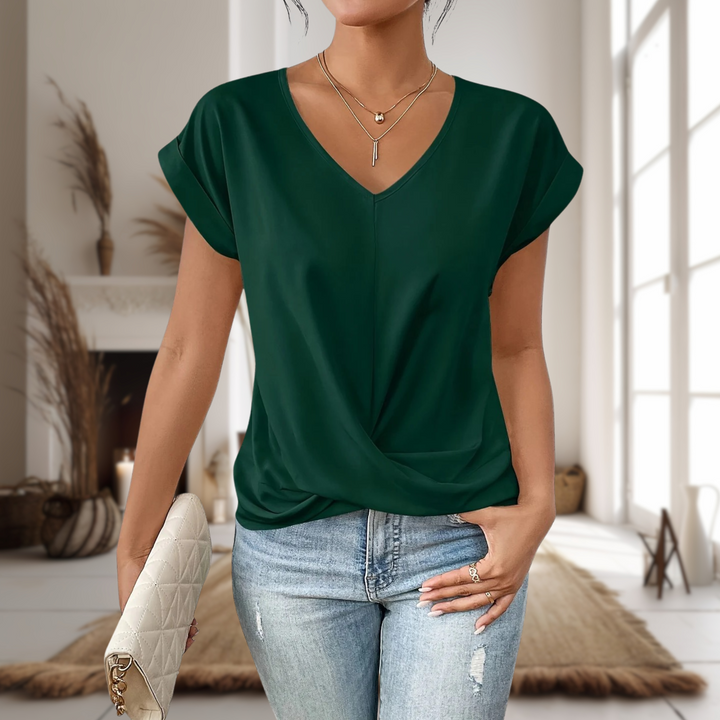 Nina | Damen Kurzarm Wickel-Shirt