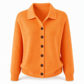 Nora | Damen Strickjacke mit Umlegekragen und Knopfleiste