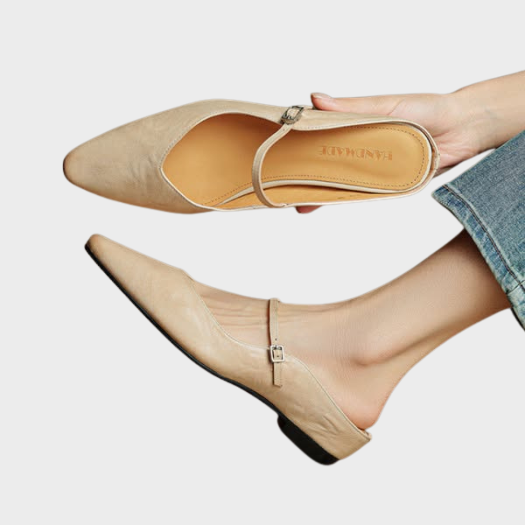 Nora | Spitze Leder-Mules mit Riemchen
