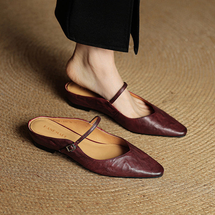 Nora | Spitze Leder-Mules mit Riemchen
