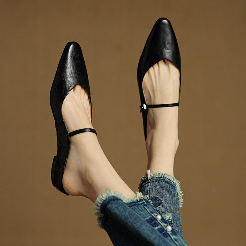 Nora | Spitze Leder-Mules mit Riemchen