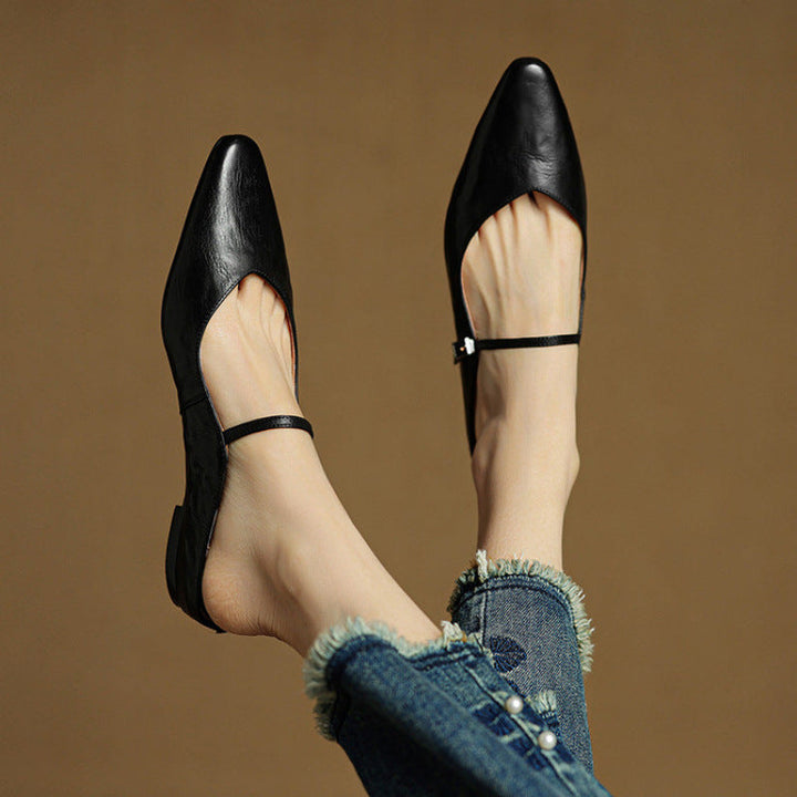 Nora | Spitze Leder-Mules mit Riemchen