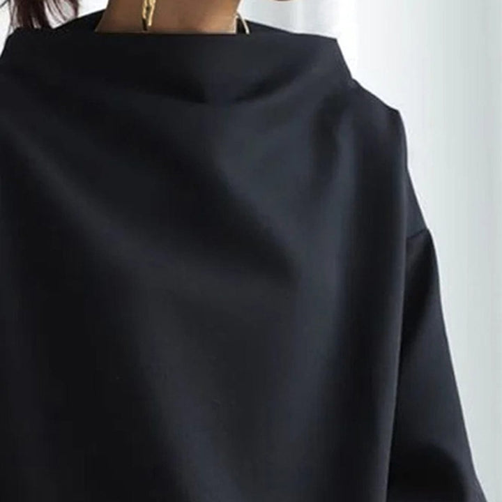 Okka Damen Strickpullover mit Stehkragen und überschnittenen Schultern